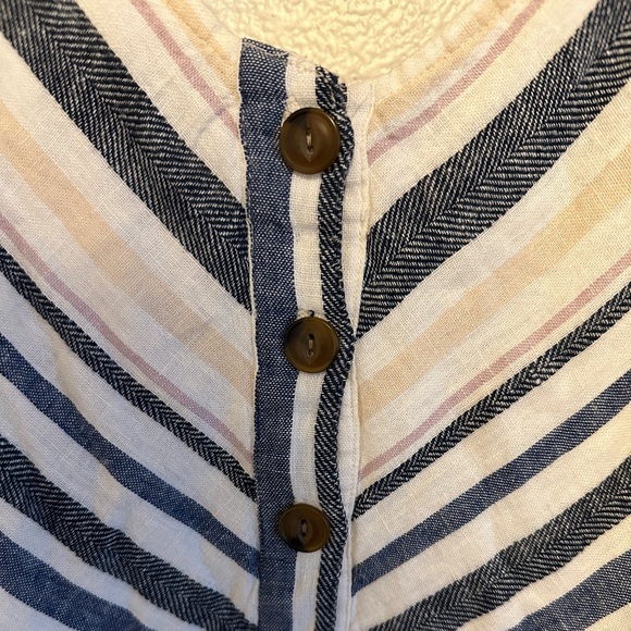 Vintage Blu Dahlia Women's Midi Dress Size XL White Blue Striped Cottagecore - Picture 2 of 5